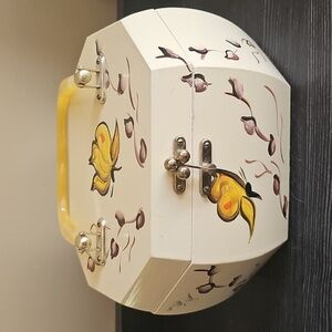 Vintage Floral Hand-Painted Wooden Bag